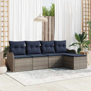 vidaXL Tuin Sofa Set 5 st Grijs poly rattan
