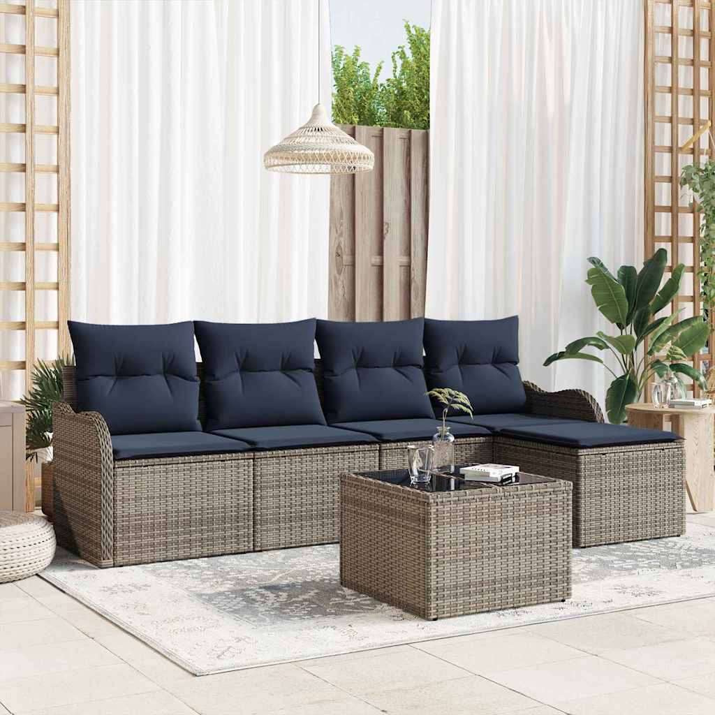 vidaXL Tuin Sofa Set 5 st Grijs poly rattan