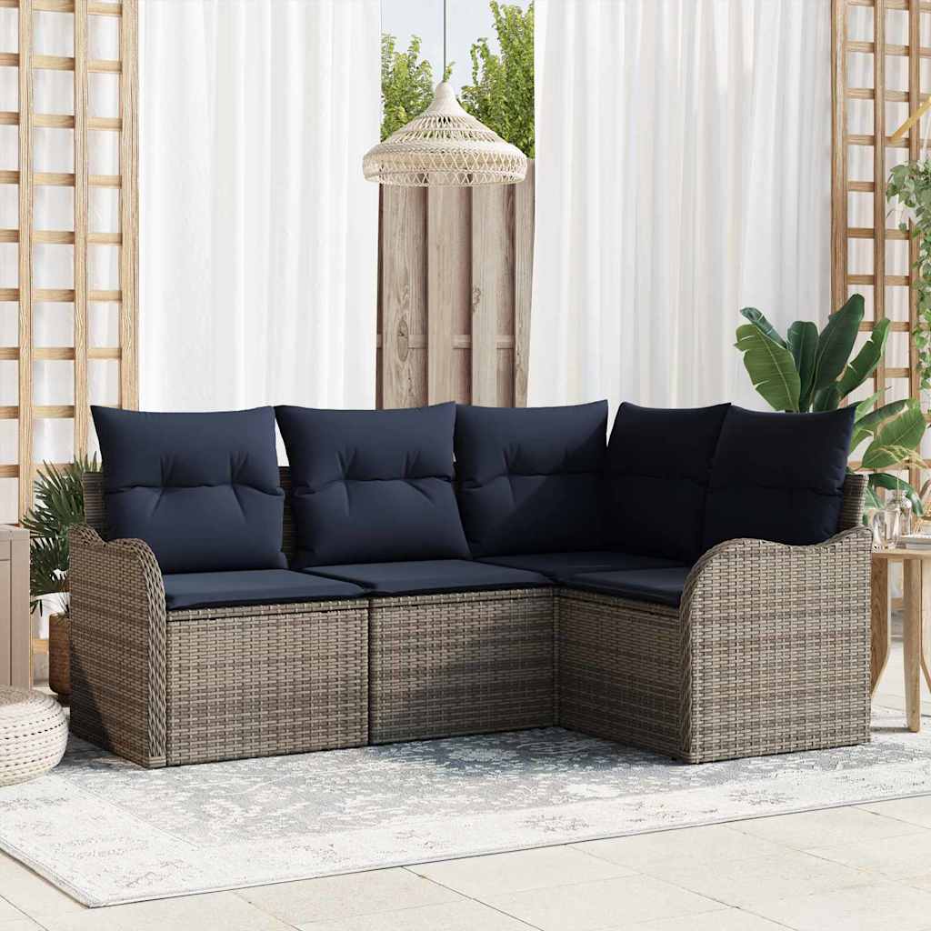 vidaXL Tuin Sofa Set 4 st Grijs poly rattan