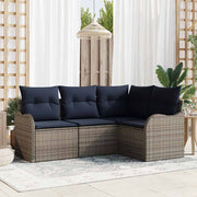 vidaXL Tuin Sofa Set 4 st Grijs poly rattan