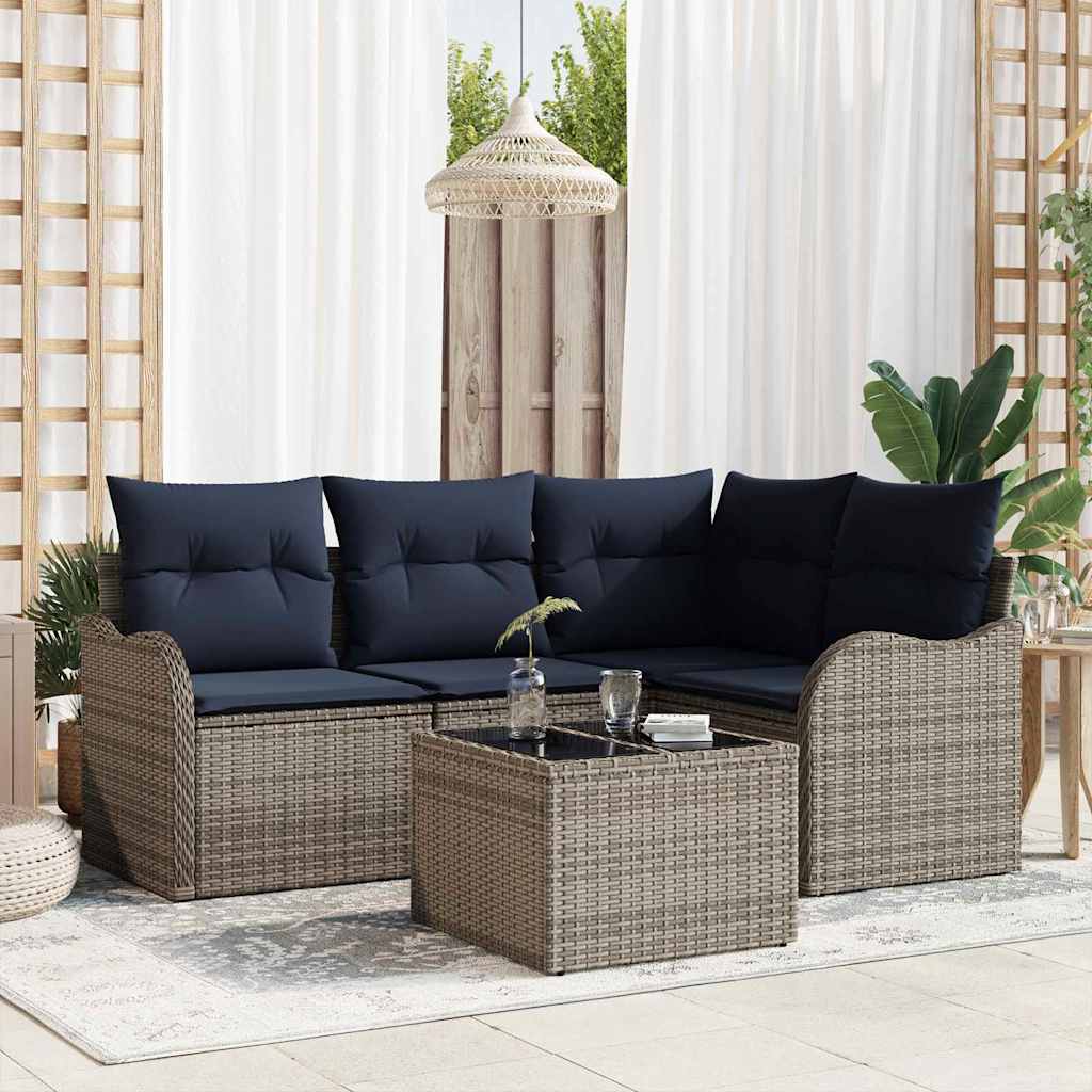 vidaXL Tuin Sofa Set 4 st Grijs poly rattan