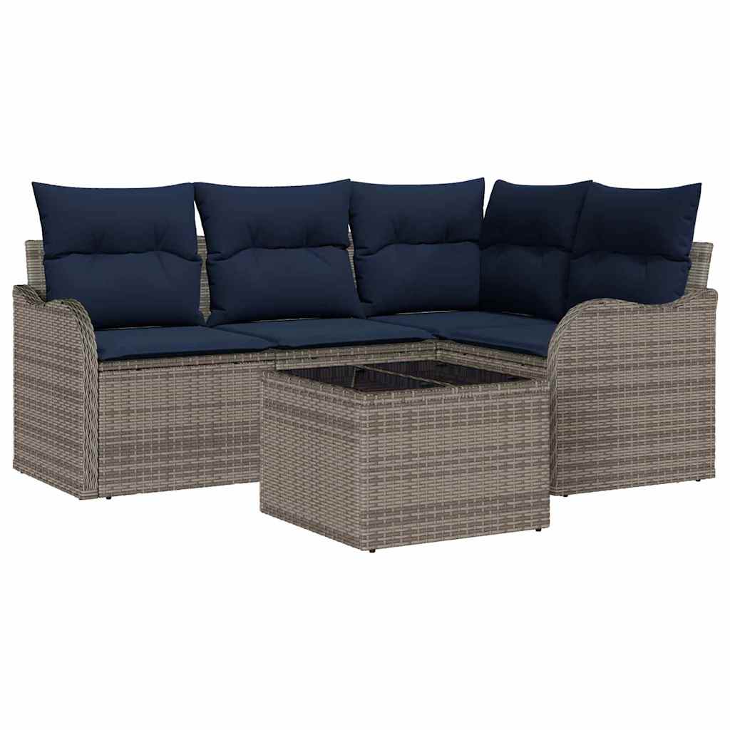 vidaXL Tuin Sofa Set 4 st Grijs poly rattan