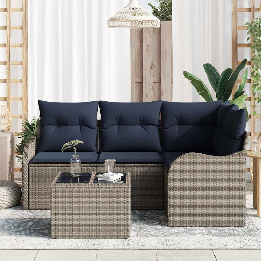 vidaXL Tuin Sofa Set 4 st Grijs poly rattan