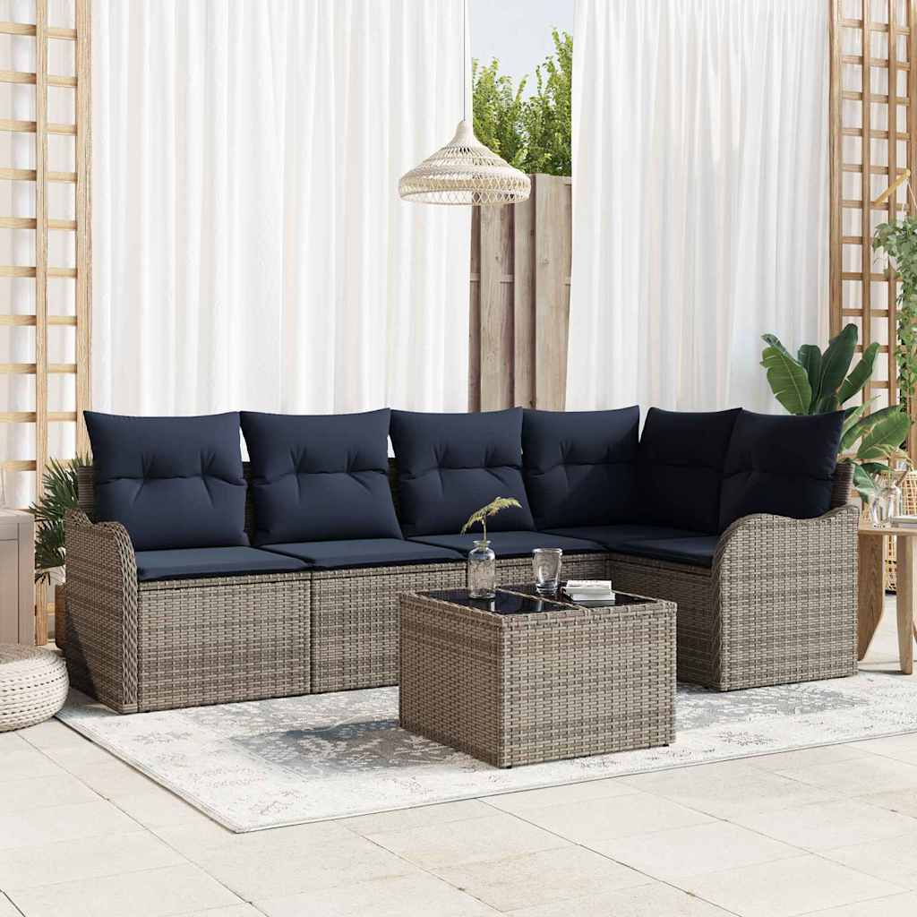 vidaXL Tuin Sofa Set 5 st Grijs poly rattan