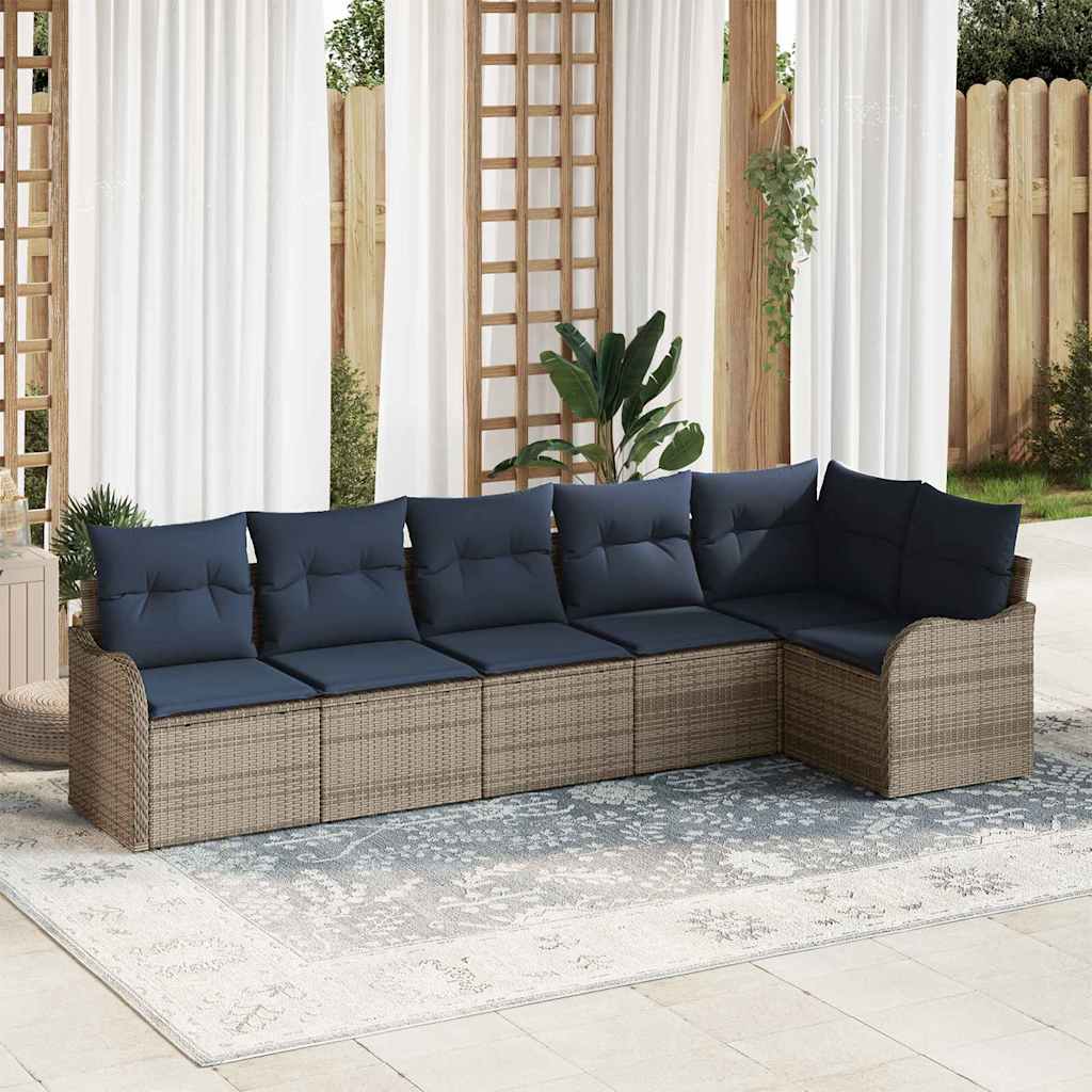 vidaXL Tuin Sofa Set 6 st Grijs poly rattan
