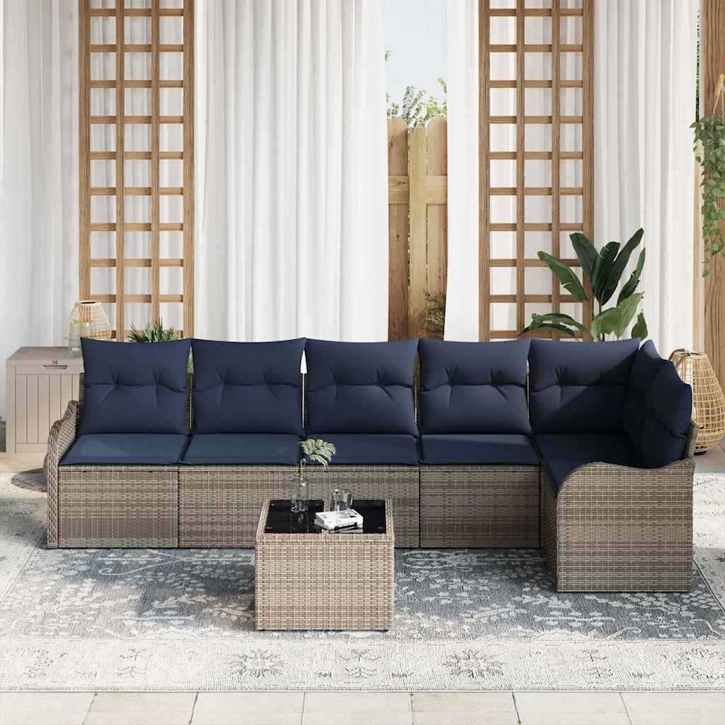 vidaXL Tuin Sofa Set 6 st Grijs poly rattan