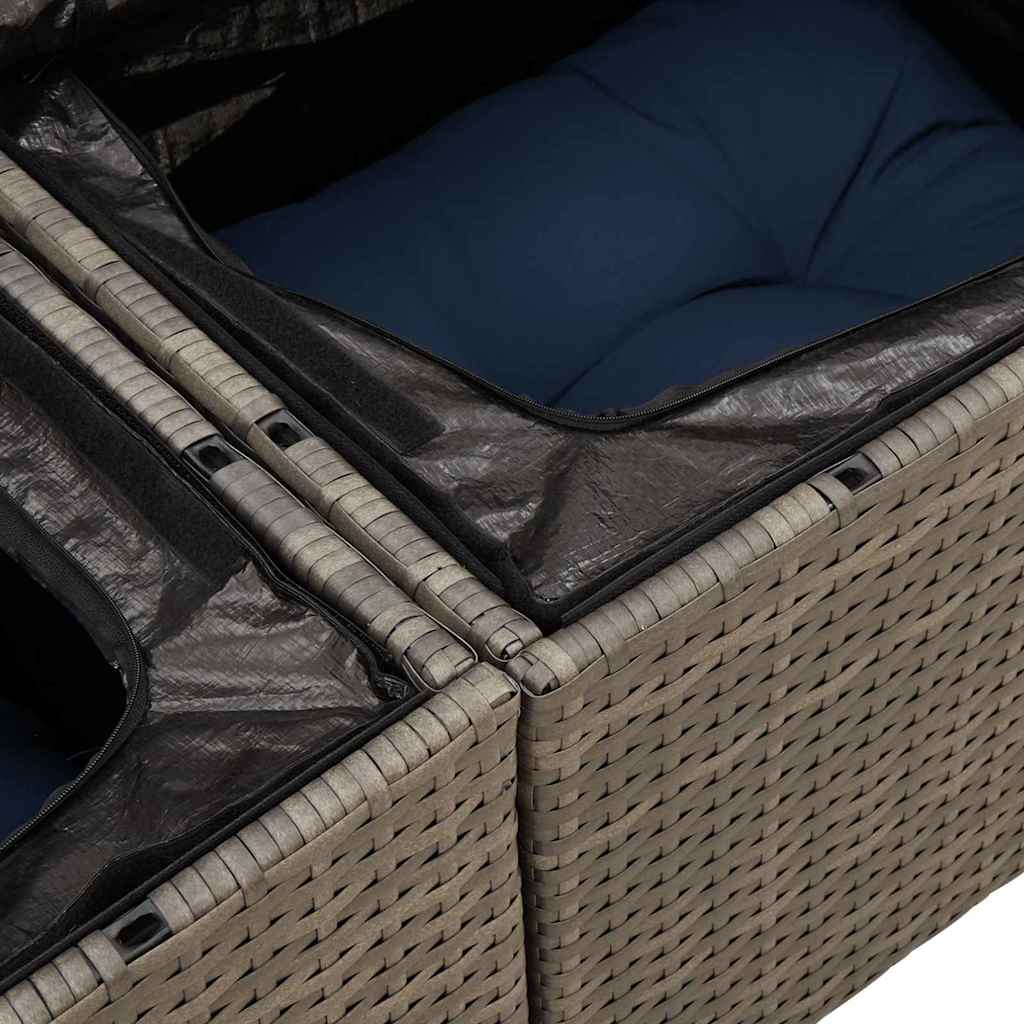 vidaXL Tuin Sofa Set 7 st Grijs en Marineblauw poly rattan