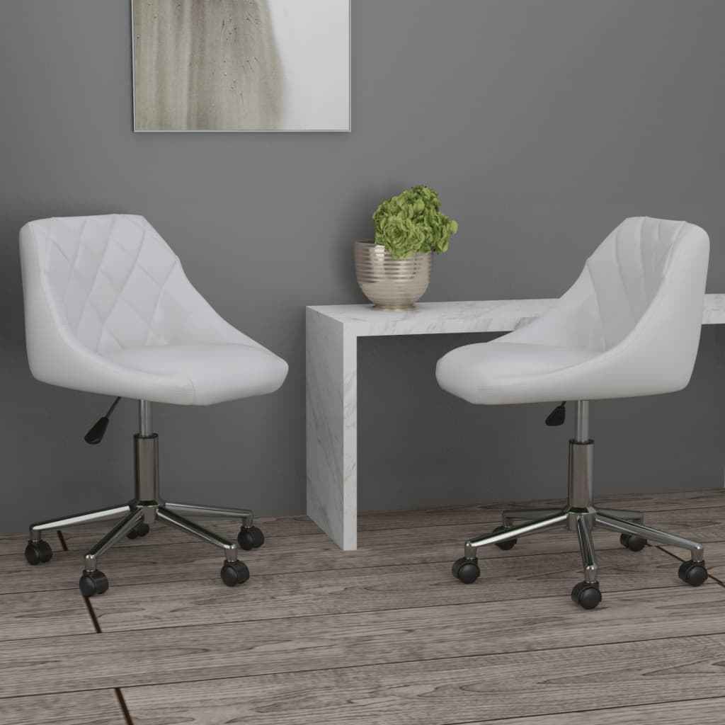 vidaXL Eetkamerstoelen draaibaar 2 st kunstleer wit