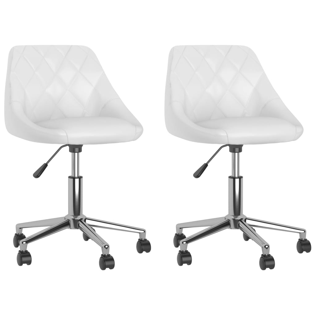 vidaXL Eetkamerstoelen draaibaar 2 st kunstleer wit