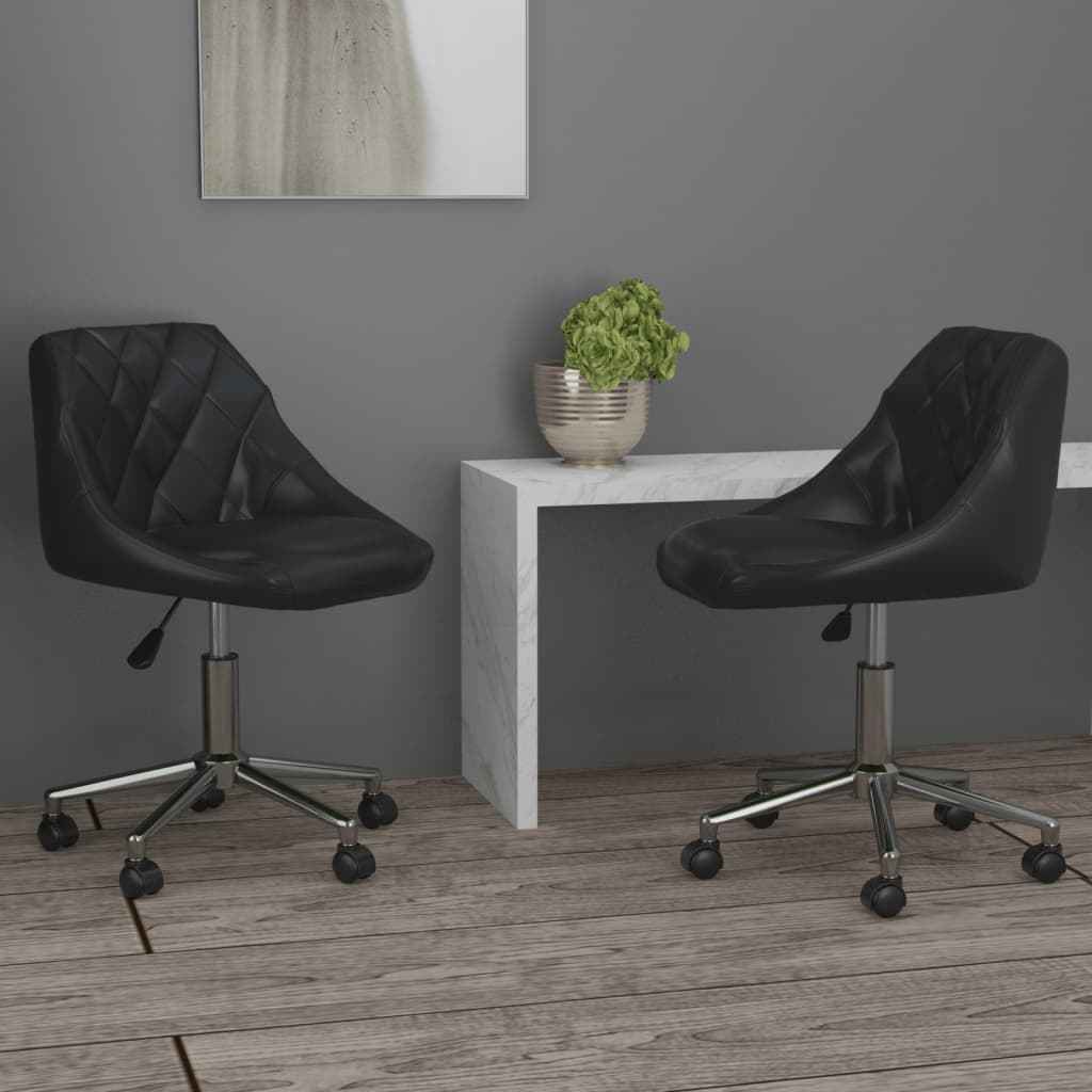 vidaXL Eetkamerstoelen draaibaar 2 st kunstleer wit