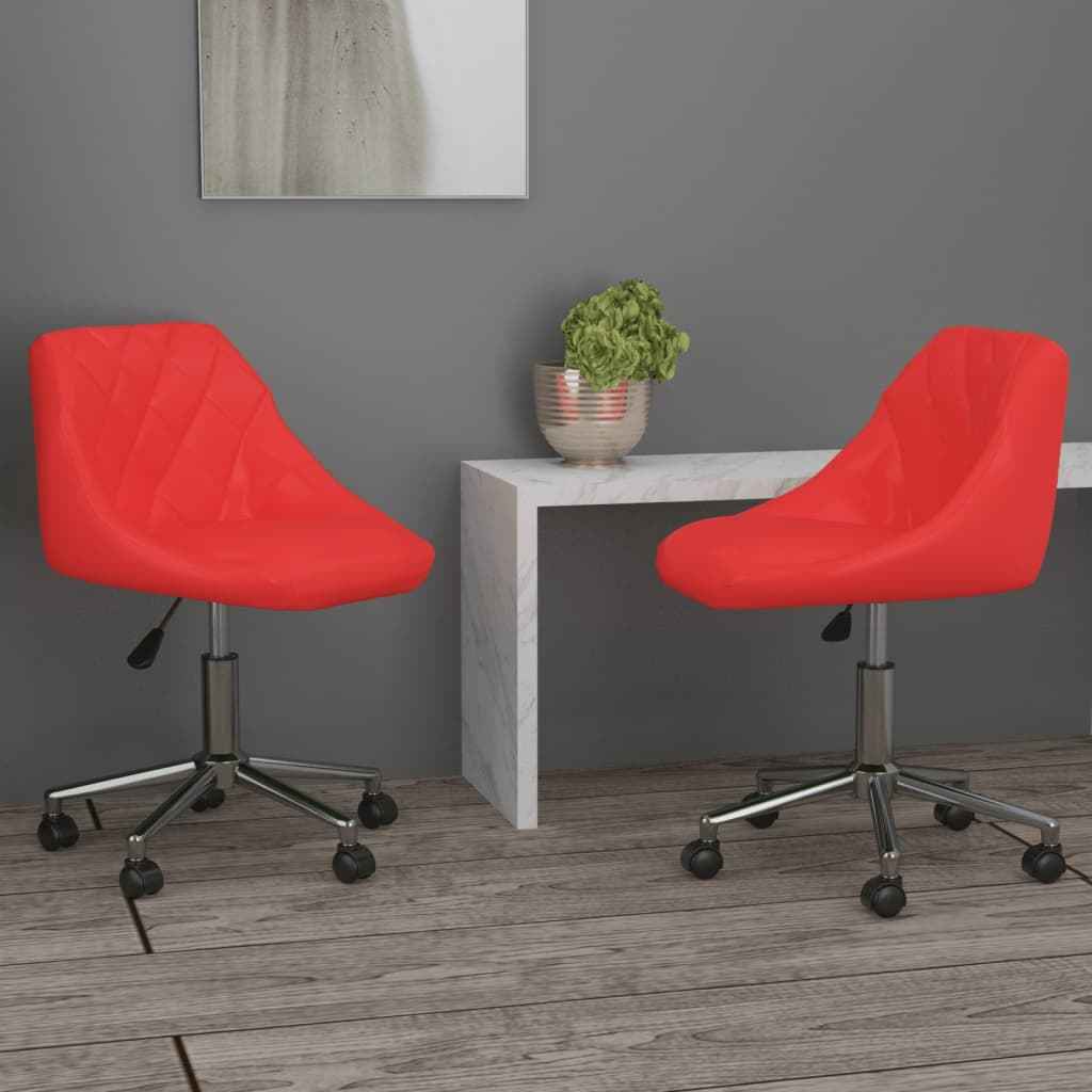 vidaXL Eetkamerstoelen draaibaar 2 st kunstleer wit