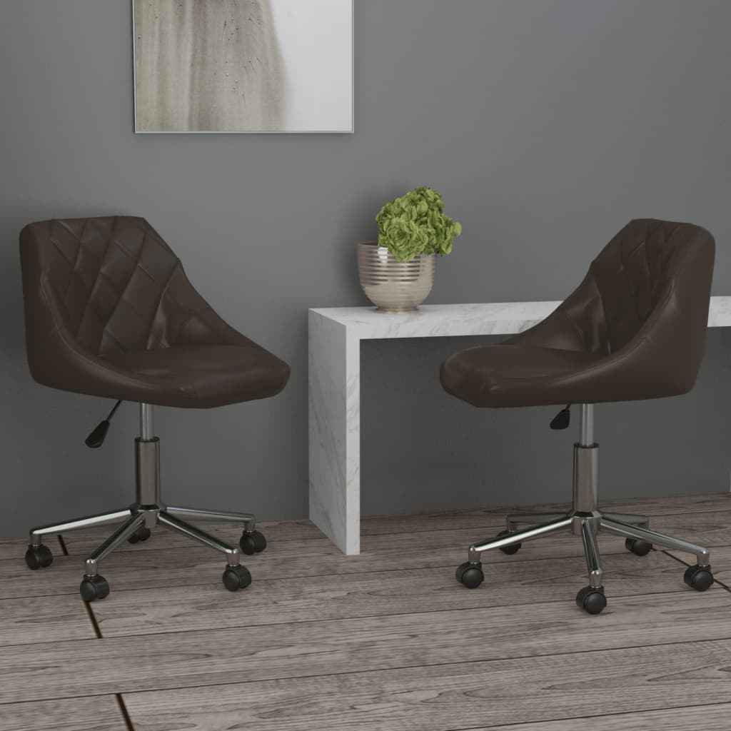 vidaXL Eetkamerstoelen draaibaar 2 st kunstleer wit