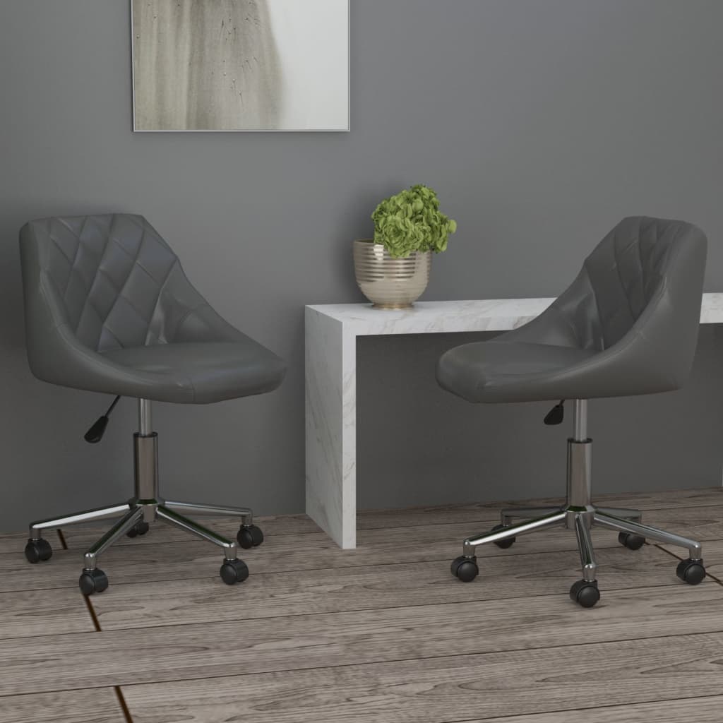vidaXL Eetkamerstoelen draaibaar 2 st kunstleer wit
