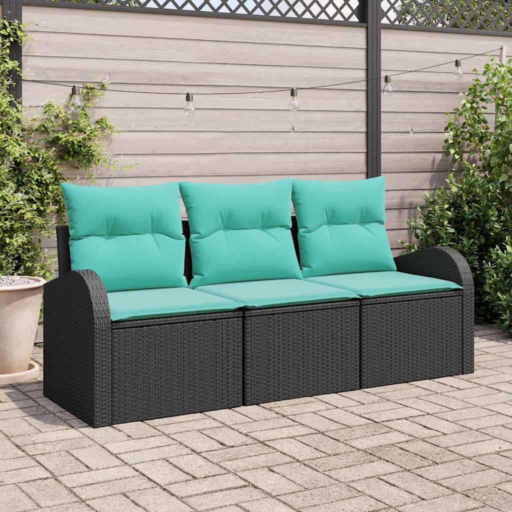 vidaXL Tuin Sofa Set met opslag 3 pcs Bruin en rood Poly riet