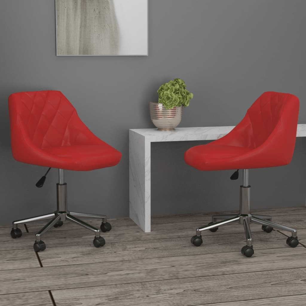 vidaXL Eetkamerstoelen draaibaar 2 st kunstleer wit