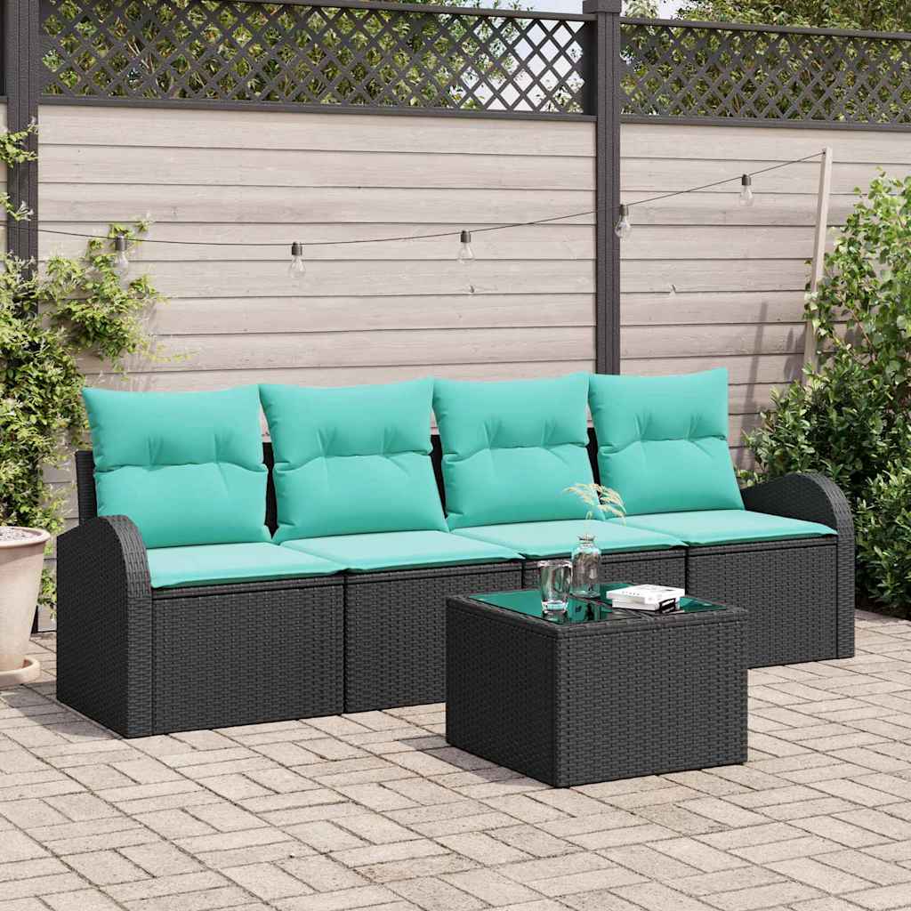 vidaXL Tuin Sofa Set met opslag 5 pcs Beige en Rood poly rattan