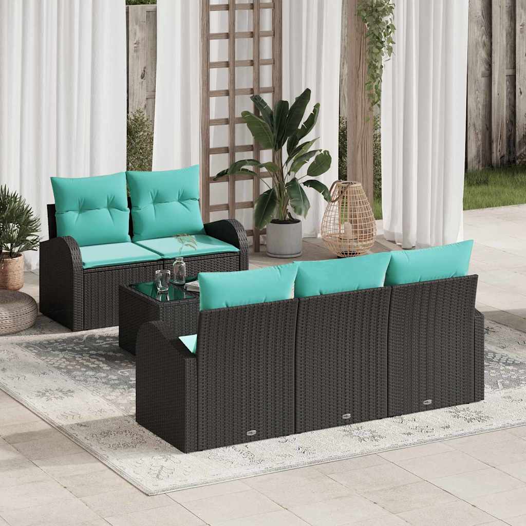 vidaXL Tuin Sofa Set met opslag 6 pcs Beige en Rood poly rattan