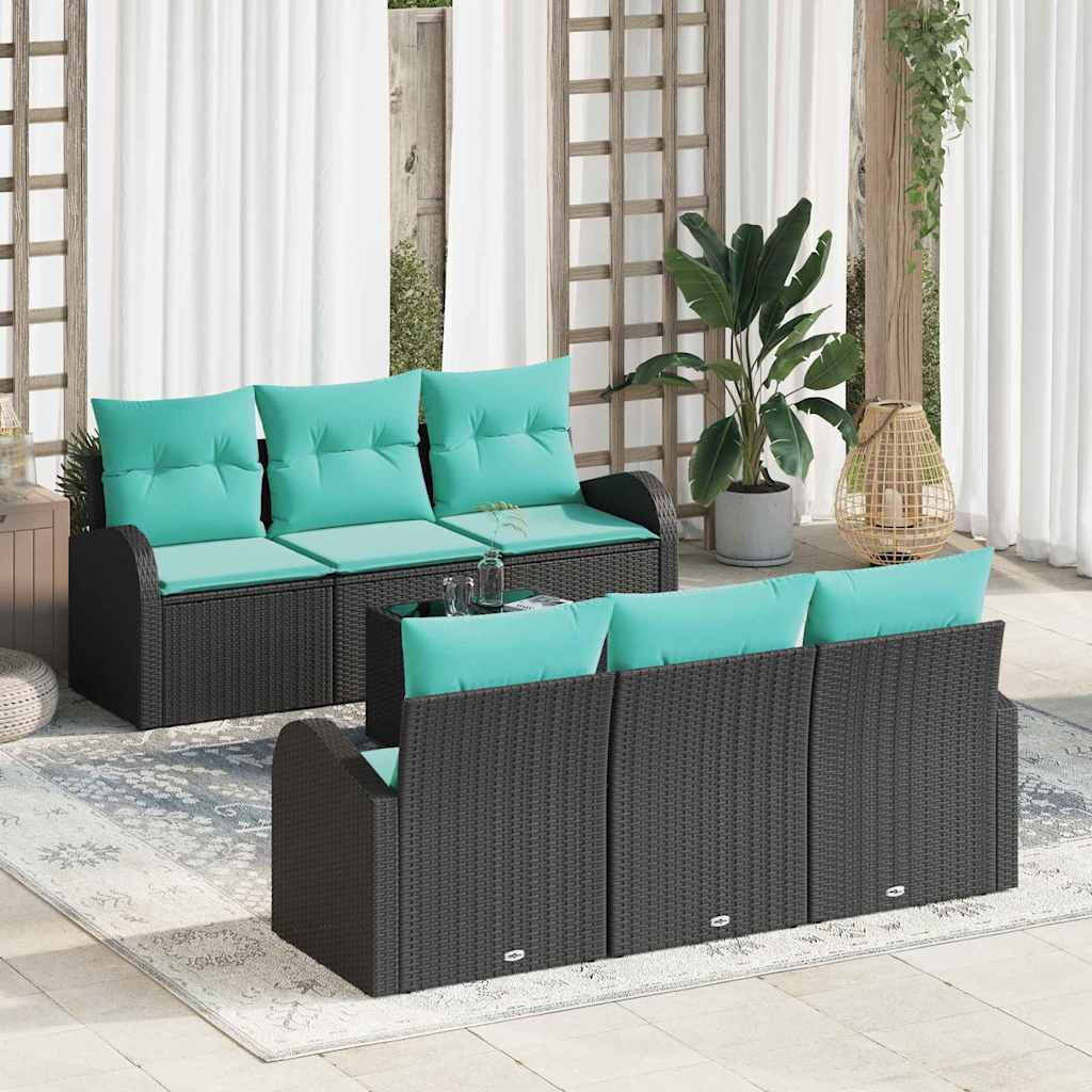 vidaXL Tuin Sofa Set met opslag 7 pcs Beige en Rood poly rattan