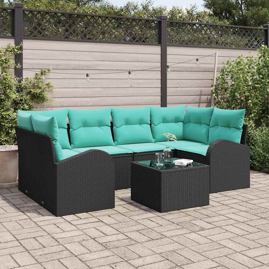 vidaXL Tuin Sofa Set met opslag 7 pcs Beige en Rood poly rattan