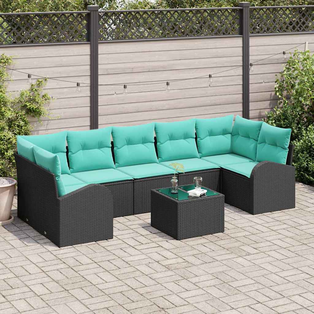 vidaXL Tuin Sofa Set met opslag 8 pcs Beige en Rood poly rattan