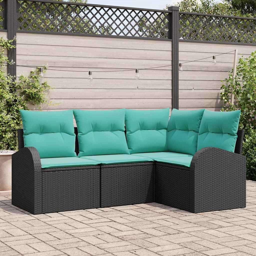 vidaXL Tuinbankenset met kussen 4 pcs Bruin en Rood poly rattan