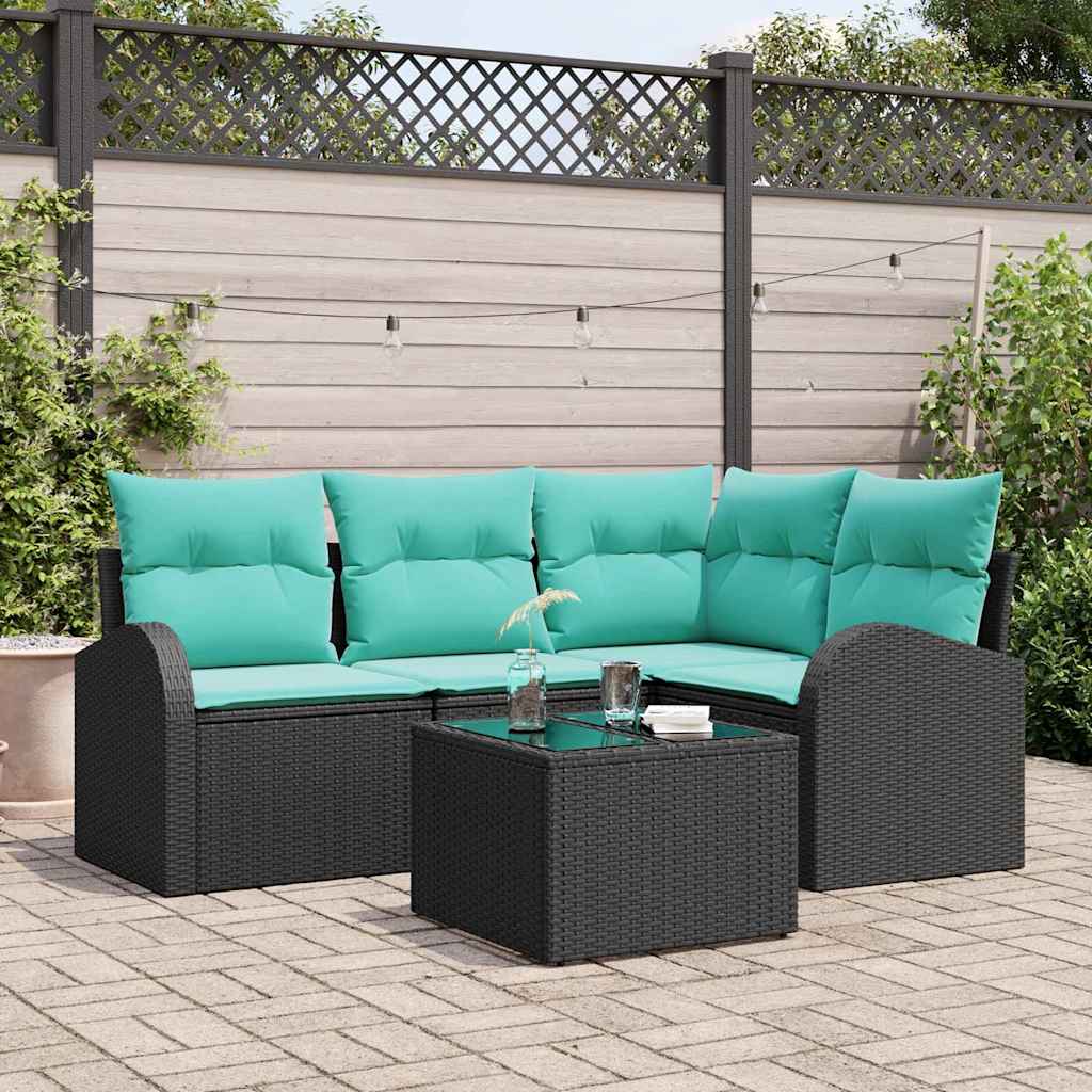 vidaXL Tuinbankenset met kussen 4 pcs Bruin en Rood poly rattan