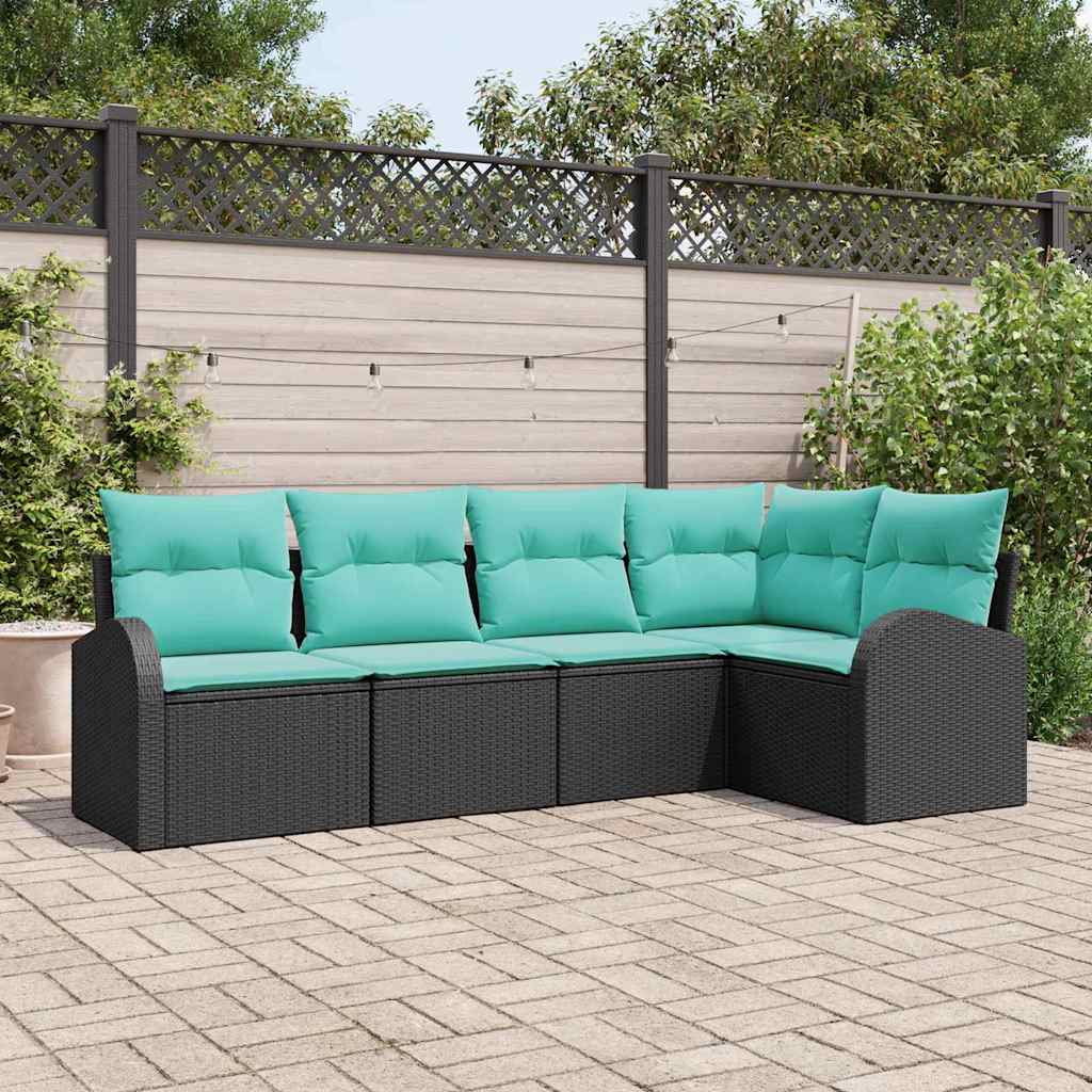 vidaXL Tuinbankenset met kussen 5 pcs Bruin en Rood poly rattan