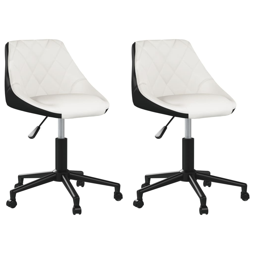 vidaXL Eetkamerstoelen draaibaar 2 st kunstleer wit en zwart