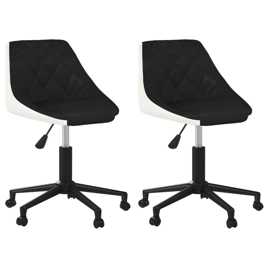 vidaXL Eetkamerstoelen draaibaar 2 st kunstleer wit en zwart