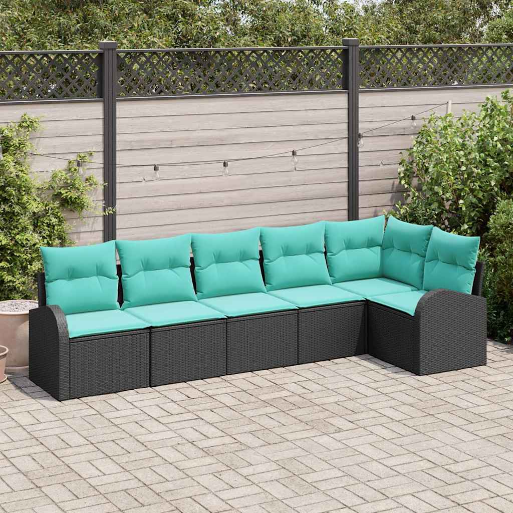 vidaXL Tuinbankenset met kussen 6 pcs Bruin en Rood poly rattan