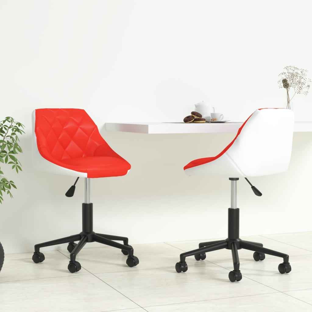 vidaXL Eetkamerstoelen draaibaar 2 st kunstleer wit en zwart