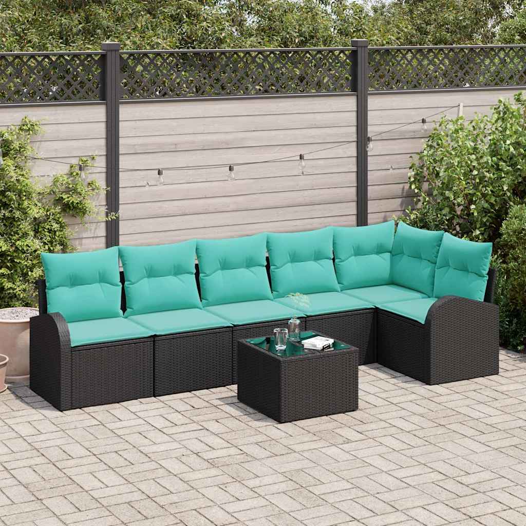 vidaXL Tuinbankenset met kussen 6 pcs Bruin en Rood poly rattan