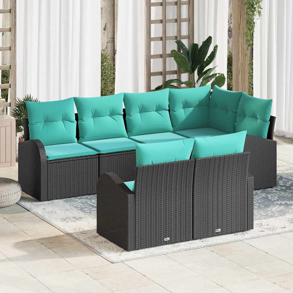 vidaXL Tuin Sofa Set met kussen 7 pcs Bruin en Rood poly rattan