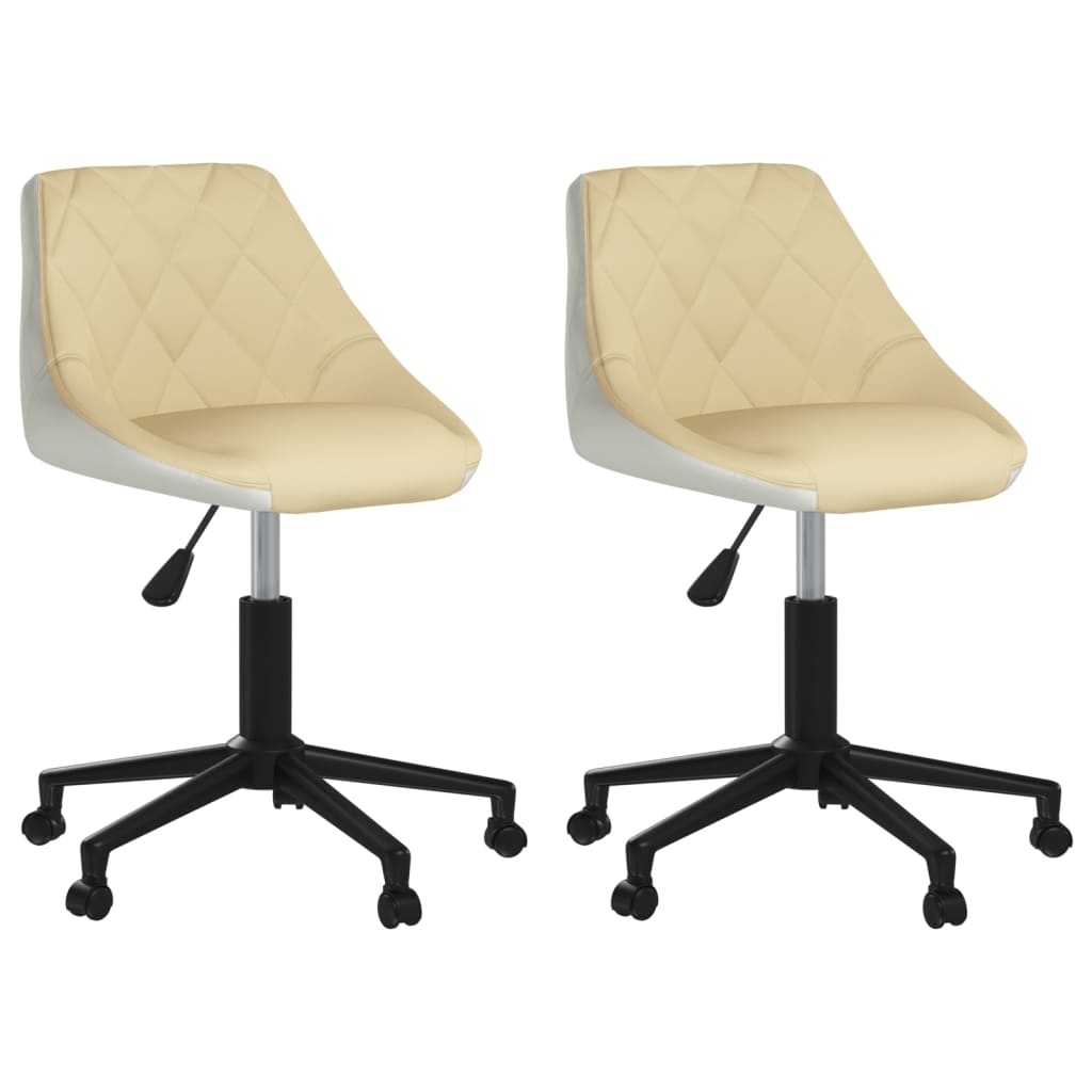 vidaXL Eetkamerstoelen draaibaar 2 st kunstleer wit en zwart