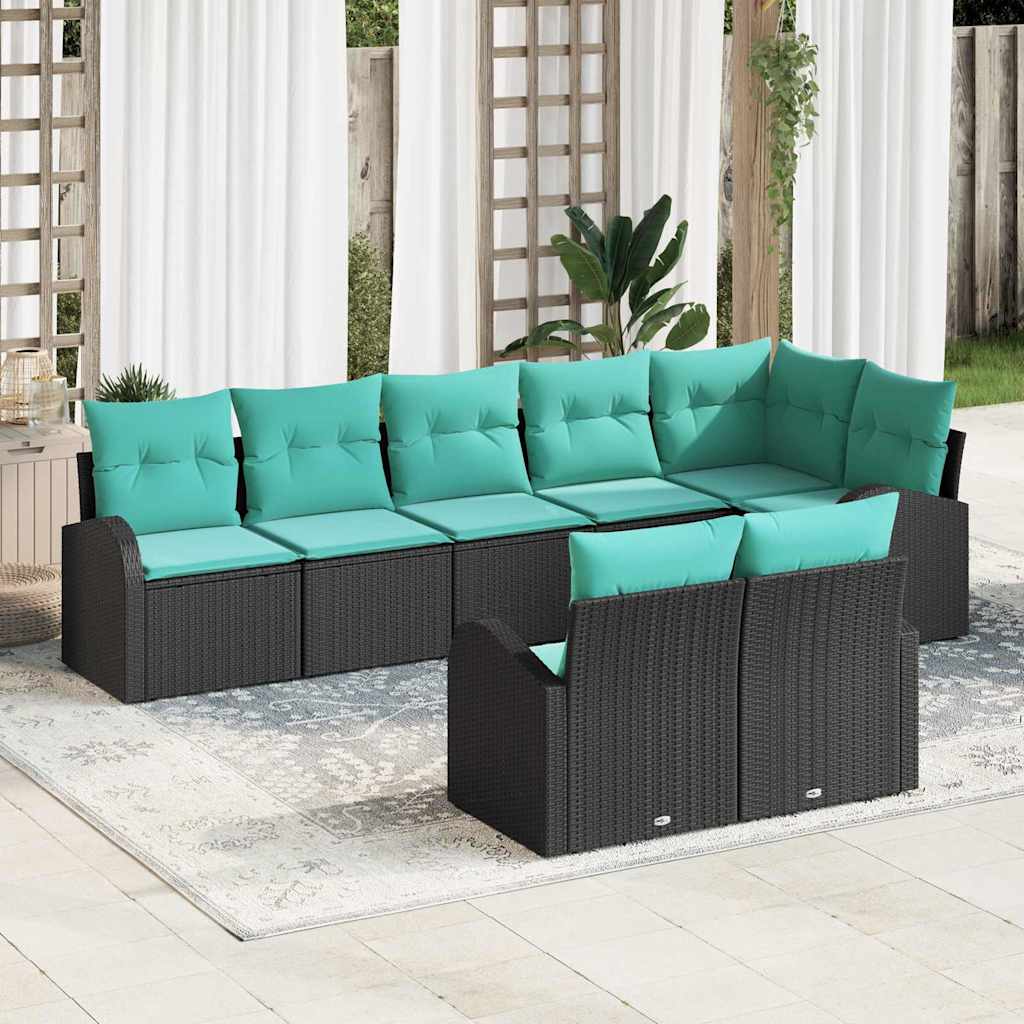 vidaXL Tuinbankenset met kussen 8 pcs Bruin en Rood poly rattan
