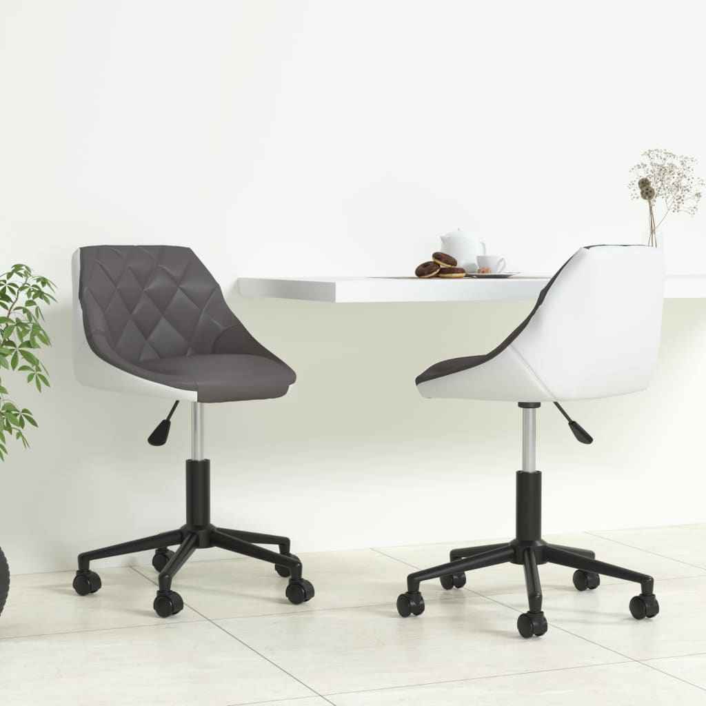 vidaXL Eetkamerstoelen draaibaar 2 st kunstleer wit en zwart