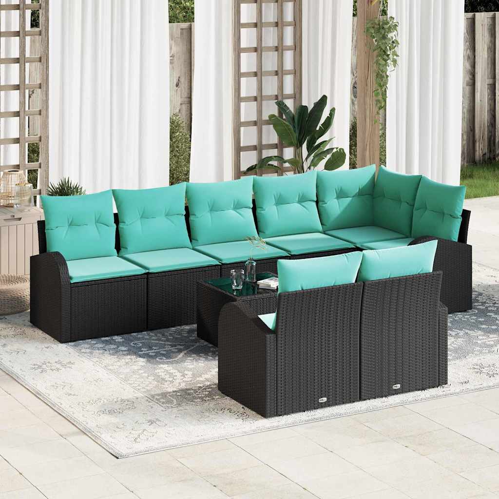 vidaXL Tuinbankenset met kussen 8 pcs Bruin en Rood poly rattan
