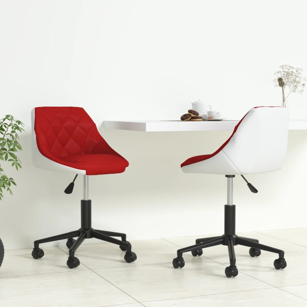 vidaXL Eetkamerstoelen draaibaar 2 st kunstleer wit en zwart