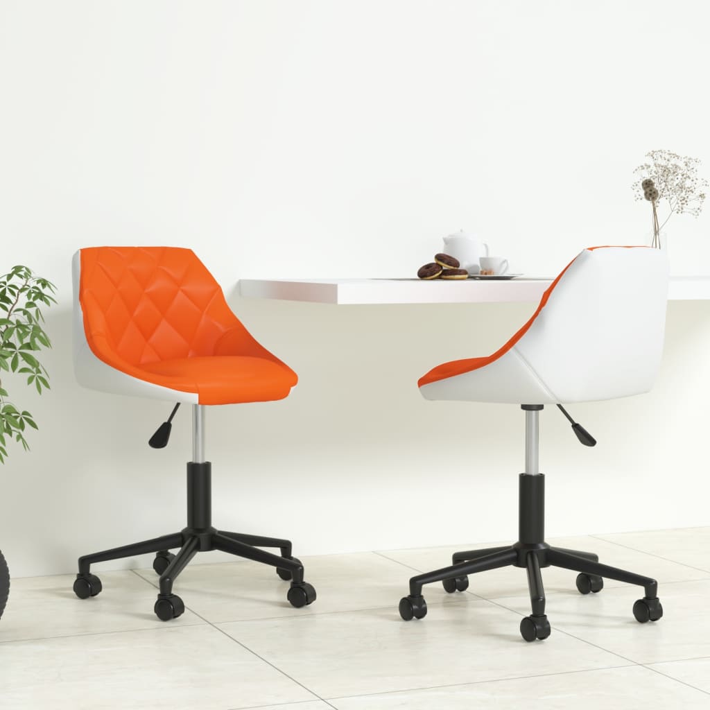 vidaXL Eetkamerstoelen draaibaar 2 st kunstleer wit en zwart