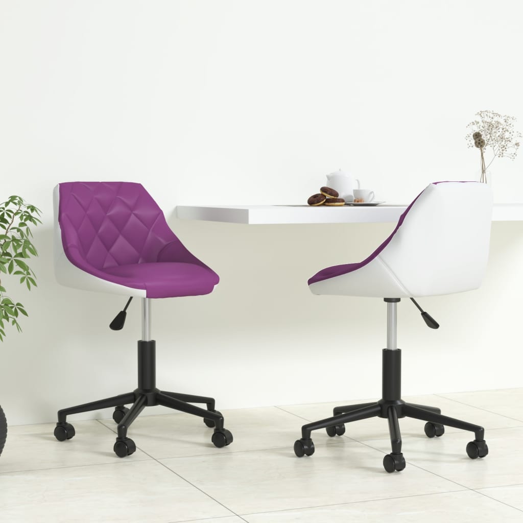 vidaXL Eetkamerstoelen draaibaar 2 st kunstleer wit en zwart