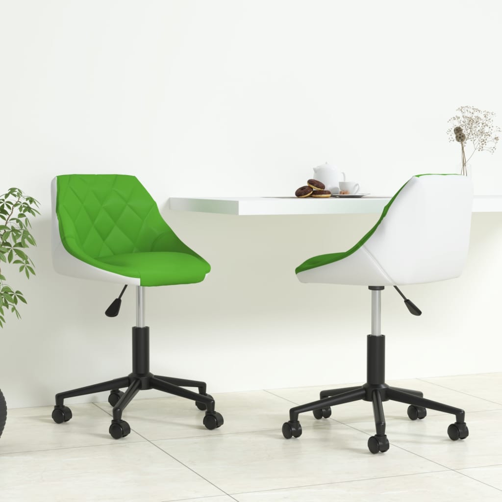 vidaXL Eetkamerstoelen draaibaar 2 st kunstleer wit en zwart