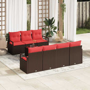 vidaXL Tuin Sofa Set met kussen 8 pcs Beige en Rood poly rattan
