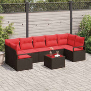 vidaXL Tuin Sofa Set met kussen 8 pcs Beige en Rood poly rattan