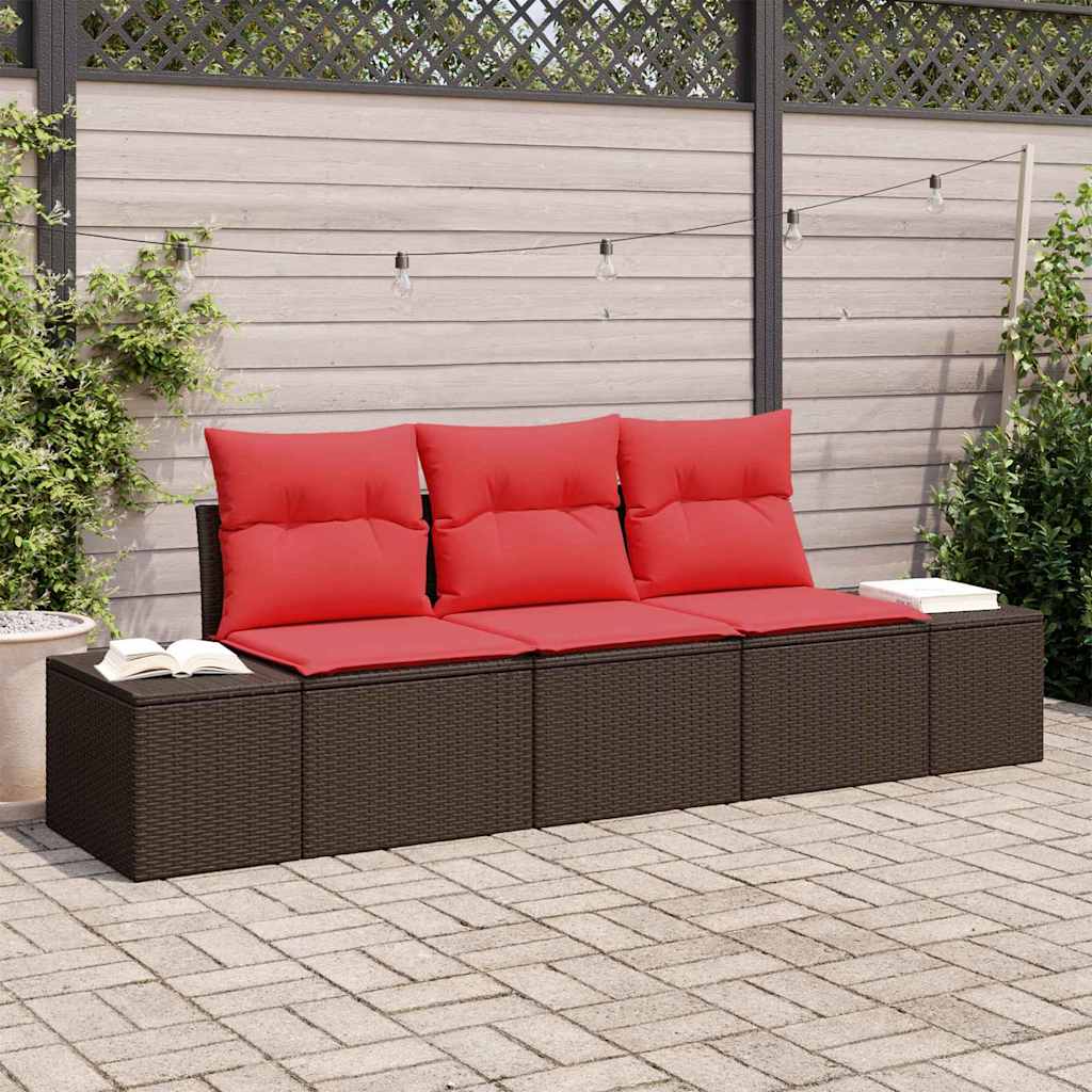 vidaXL Tuinbankenset 3 st Bruin en Rood poly rattan