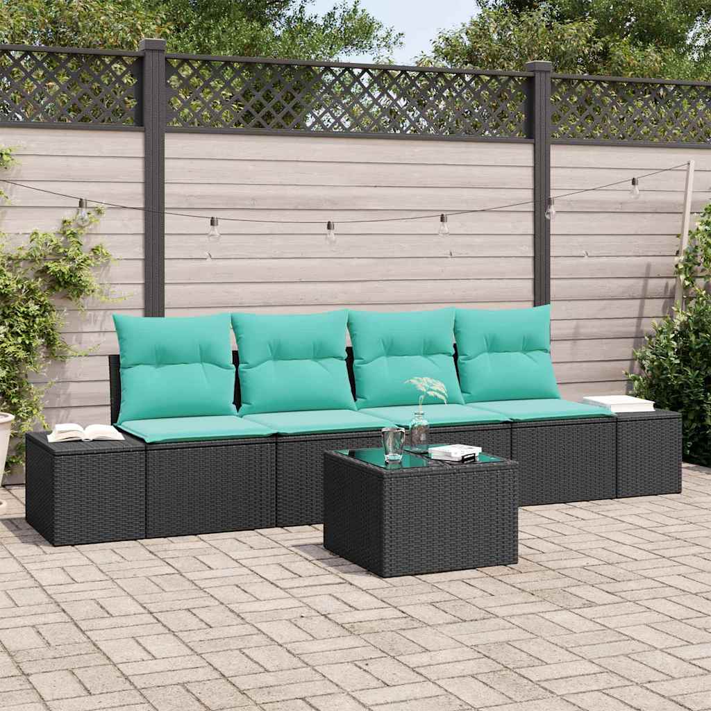 vidaXL Tuin Sofa Set 5 st Beige en Rood poly rattan