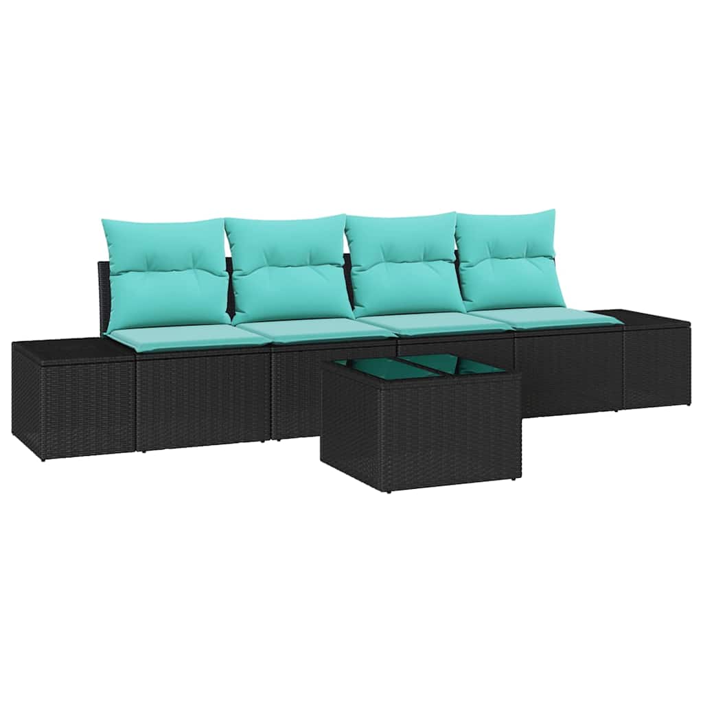 vidaXL Tuin Sofa Set 5 st Beige en Rood poly rattan