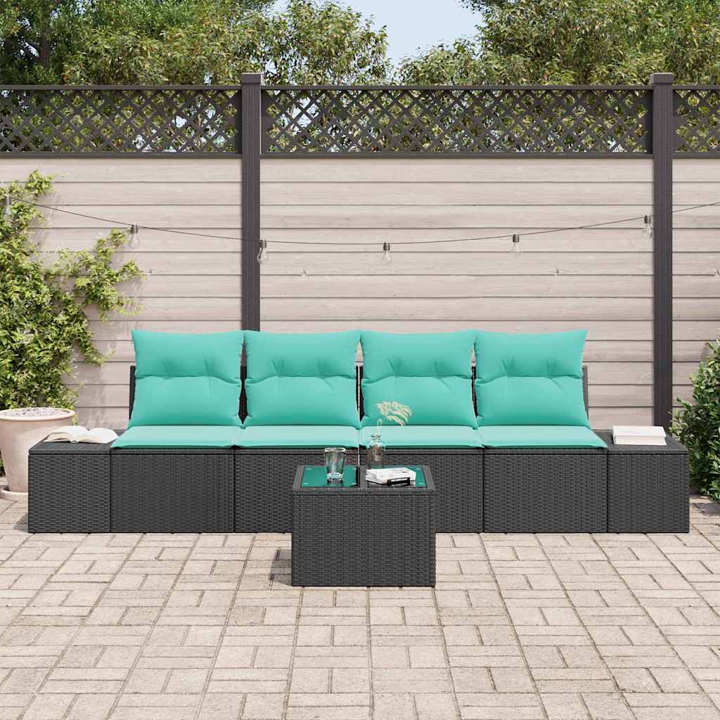 vidaXL Tuin Sofa Set 5 st Beige en Rood poly rattan