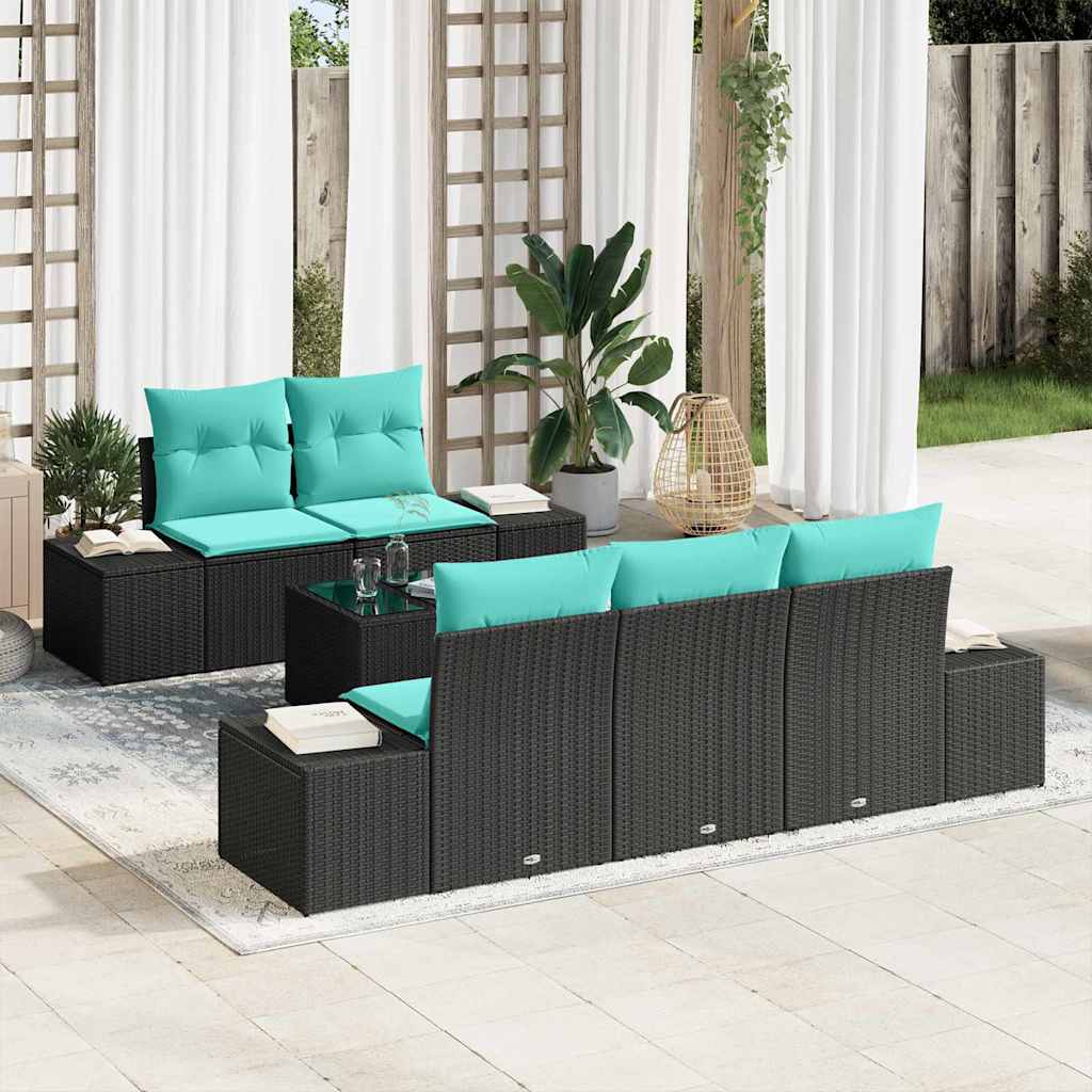 vidaXL Tuin Sofa Set 6 st Beige en Rood poly rattan