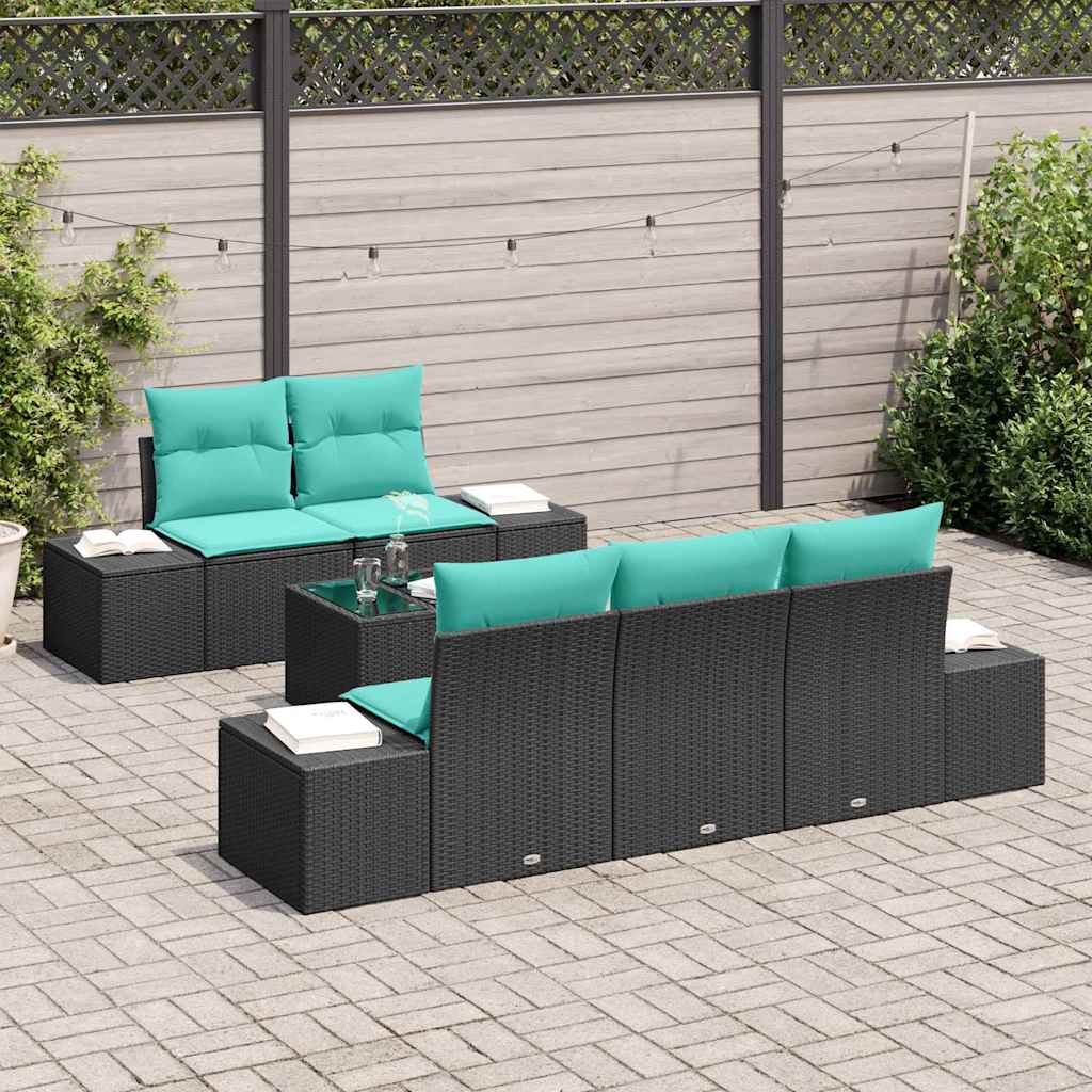 vidaXL Tuin Sofa Set 6 st Beige en Rood poly rattan