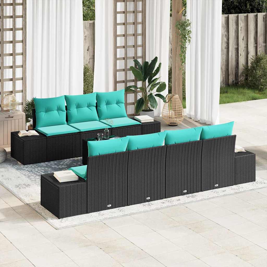 vidaXL Tuin Sofa Set 8 st Beige en Rood poly rattan